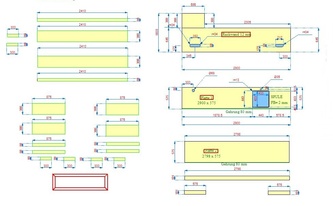 Skizze der Caesarstone Arbeitsplatten und Rückwände