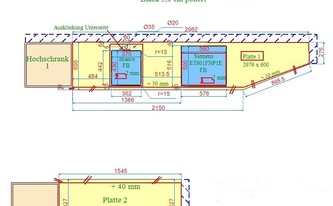 CAD Zeichnung der Granit Arbeitsplatten Devil Black in Essen