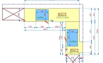 CAD Zeichnung der Silestone Arbeitsplatten