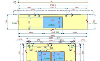 CAD Zeichnung der Arbeitsplatten aus Dekton