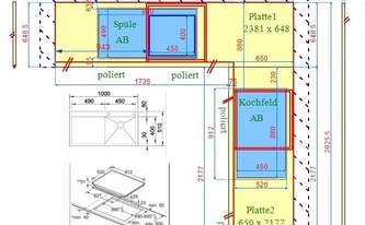 CAD Zeichnung der Granit Azul Noche Arbeitsplatten