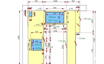 CAD Zeichnung der 4 Dekton Arbeitsplatten