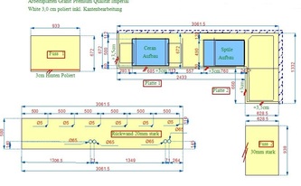 CAD Zeichnung der Granit Arbeistplatten, Seitenwangen und Rückwand