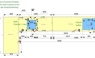 CAD Zeichnung: 3 Caesartone Arbeitsplatten