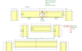 CAD Zeichnung der Marmor Arbeitsplatten für Empfang und die Bar