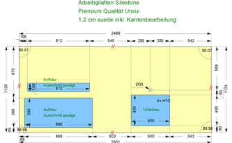 CAD Zeichnung der Kücheninsel in Frankfurt am Main