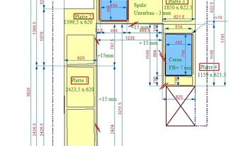 CAD Zeichnung der IKEA Küche mit Dekton Arbeitsplatten