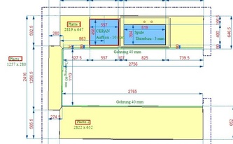 CAD Zeichnung der Silestone Arbeitsplatten Marengo 