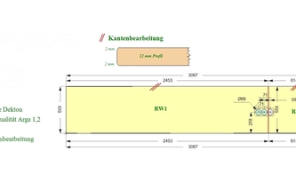 Zeichnung der Dekton Rückwände in Gelnhausen