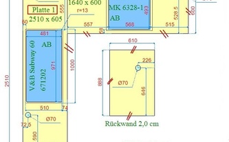 CAD Zeichnung der Granit Devil Black Arbeitsplatten