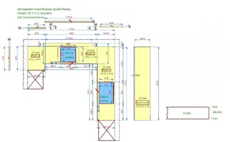 CAD Zeichnung der Granit Arbeitsplatte und Rückwand