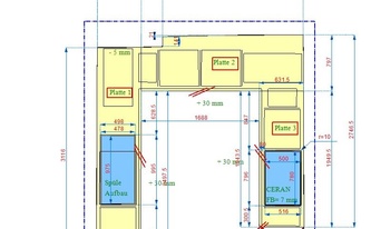 CAD Zeichnung der U-förmigen Küche in Groß-Zimmern