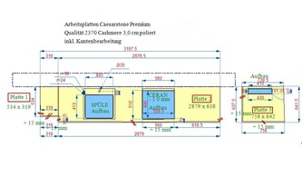CAD Zeichnug Caesarstone Cashmere Arbeitsplatten