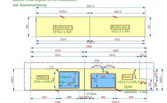 CAD Zeichnung der SapienStone Arbeitsplatten und Rückwände