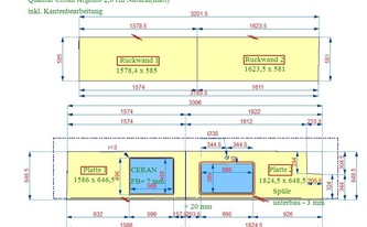 CAD Zeichnung der SapienStone Arbeitsplatten und Rückwände