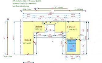 CAD Zeichnung der Mustang Schiefer Arbeitsplatten