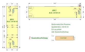 Zeichnung der Glasrückwände in Hamburg