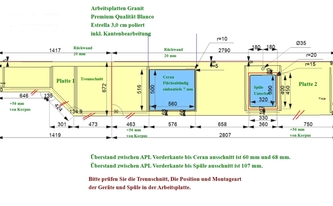 CAD Zeichnung der Küchenzeile in Hamburg