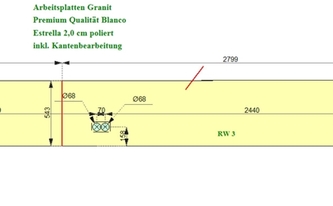 CAD Zeichnung der Granit Rückwánde