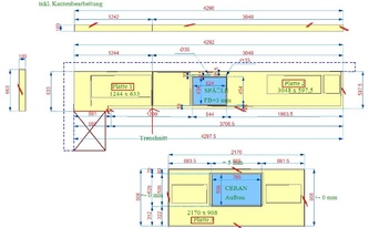 CAD Zeichnung der SapienStone Arbeitsplatten und Rückwände