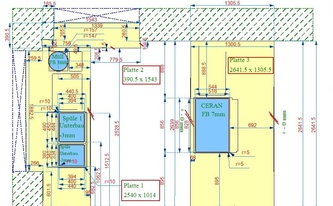 CAD Zeichnung der drei Schiefer Arbeitsplatten Mustang Schiefer 