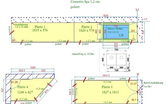 CAD Zeichnung der Silestone Arbeitsplatten Cemento Spa