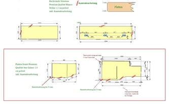 CAD Zeichnung der Silestone Arbeitsplatten und Rückwände