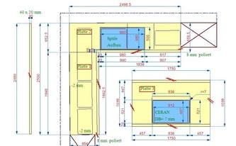 Silestone Arbeitsplatten und Wischleisten - CAD Zeichnung