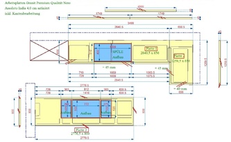 CAD Zeichnung der Arbeitsplatten und Wischleisten