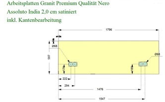 Zeichnung der Granit Rückwand