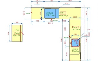 CAD Zeichnung der Granit Arbeitsplatten Star Galaxy