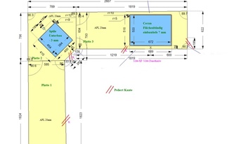 CAD Zeichnung der L-Küche in Heidelberg