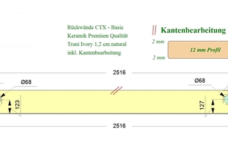 Zeichnung der CTX - Basic Keramik Rückwand