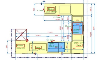 CAD Zeichnung der Granit Arbeitsplatten für die Küche in Heilbronn