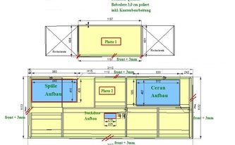 CAD Zeichnung der zwei Granit Arbeitsplatten in Herzogenrath