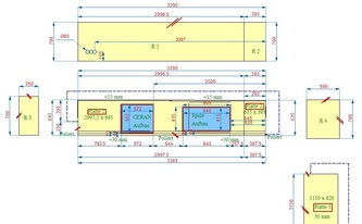 CAD Zeichnung der Granit Himalaya Blue Arbeitsplatten