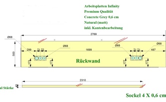 CAD Zeichnung der Rückwand aus Intinity