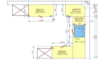 CAD Zeichnung der Schiefer Arbeitsplatten für die Küche