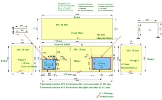 CAD Zeichnung des Küchenblocks in Hürth