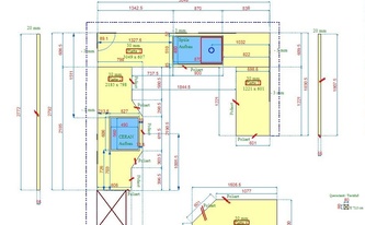 CAD Zeichnung der Granit Arbeitsplatten und Wischleisten Azul Noche
