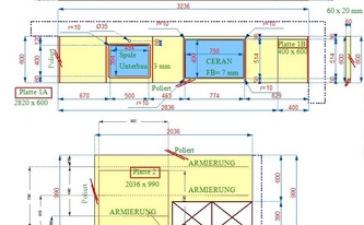 CAD Zeichnung der Marmor Arbeitsplatten Black Forest Gold