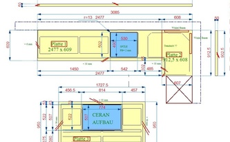 CAD Zeichnung der Granit Arbeitsplatten Devil Black in Kempten