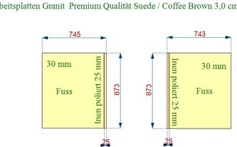 CAD Zeichnung der Granit Seitenwangen Coffee Brown