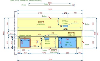 CAD Zeichnung der Granit Devil Black Arbeitsplatten in Kerpen