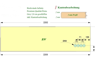Zeichnung der Infinity Rückwand