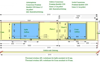 CAD Zeichnung der Küchenzeile in Kevelaer