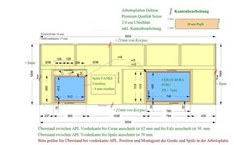 Zeichnung der Kücheninsel in Kitzingen