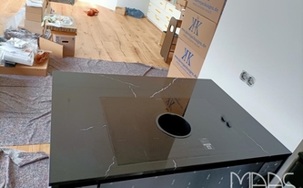 Kücheninsel mit CTX-BasicQuarz Arbeitsplatte 203T Nero Marquina-CTX