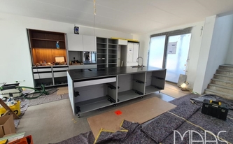 Montage in Koblenz der Keramik SapienStone Arbeitsplatte Dark Marquina