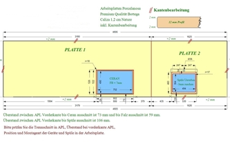 Zeichnung der Kücheninsel in Koblenz